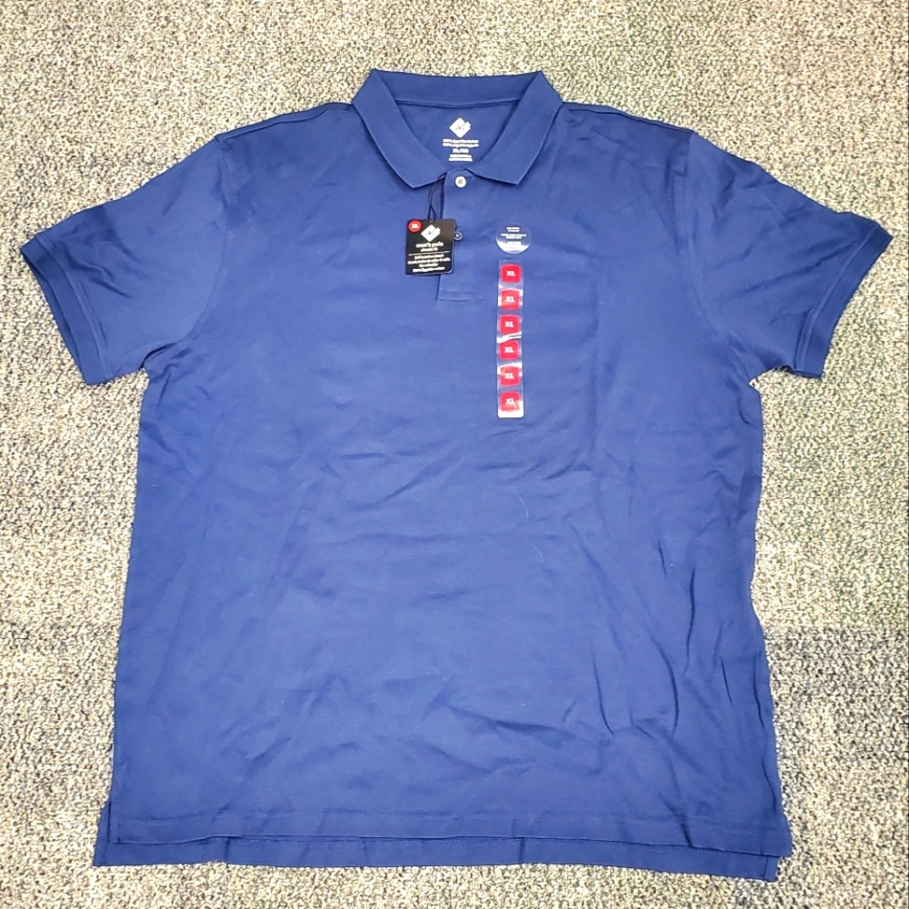 NEW Short Sleeve Polo Shirt XL Blue NWT